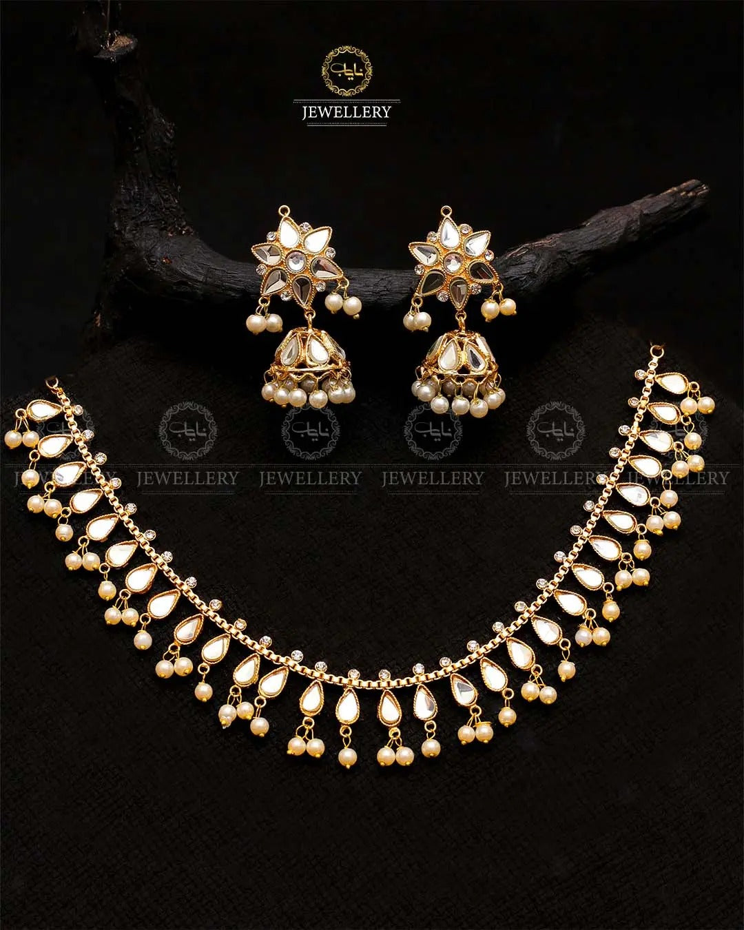 Kundan Mirror Chokar with jhumki NJ-1294