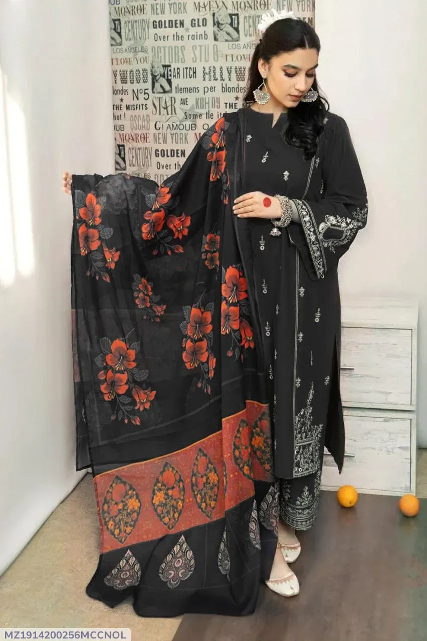 MIX TRENDING DESIGNS 3 Pcs Unstitched Embroidered Suit