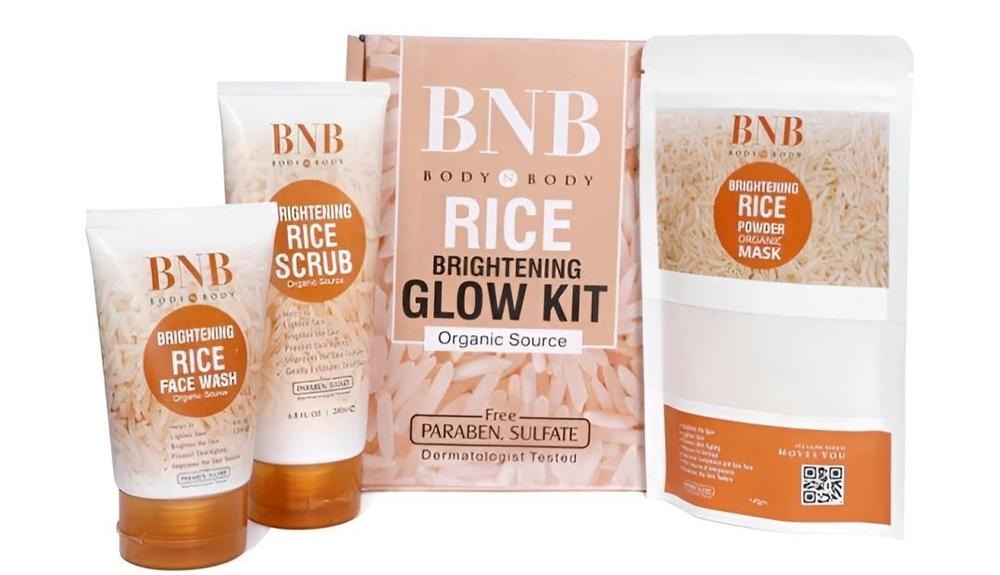 BNB Rice Glow Kit 3-in-1 Brightening Face Wash Scrub Mask