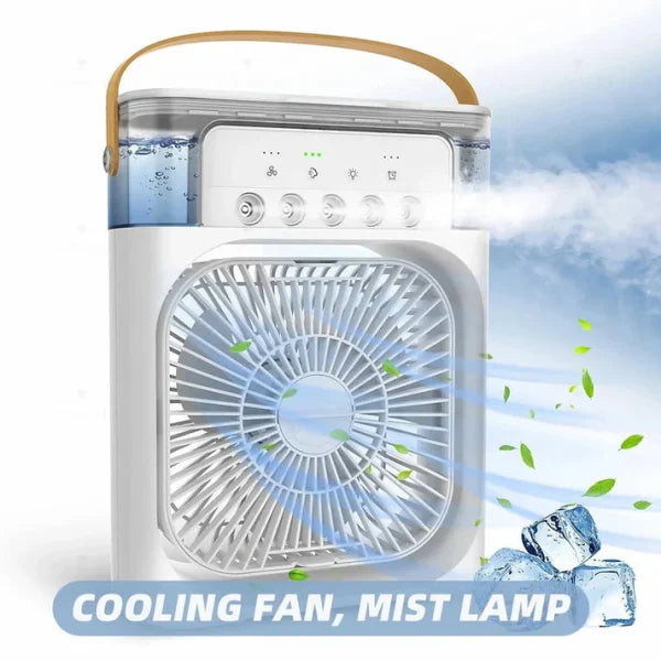 Portable Air Conditioner Fan | USB Electric Fan with LED Night Light, Mist & Humidifier Function | Random Color