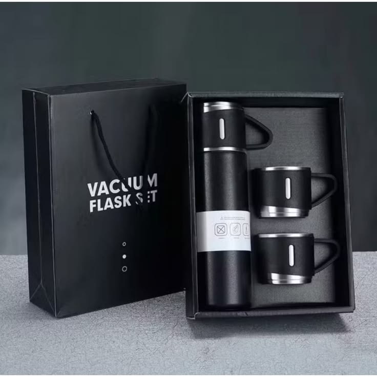 3 Cup 500ML Double-Layer Stainless Steel Vacuum Flask Set | Hot & Cold | Travel Thermos