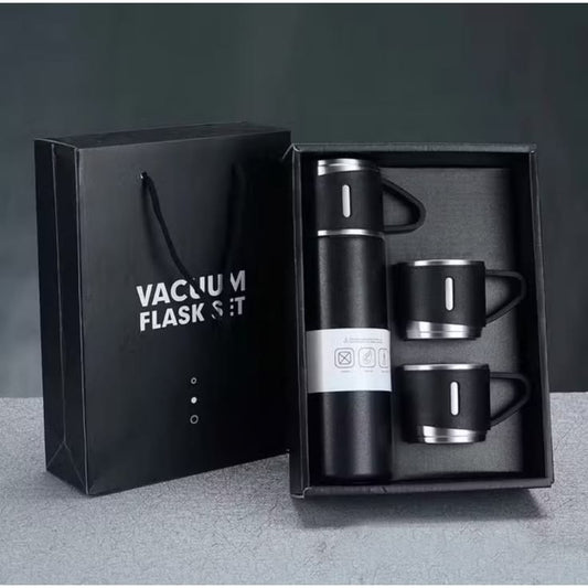 3 Cup 500ML Double-Layer Stainless Steel Vacuum Flask Set | Hot & Cold | Travel Thermos