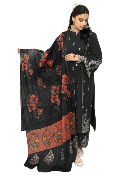 MIX TRENDING DESIGNS 3 Pcs Unstitched Embroidered Suit