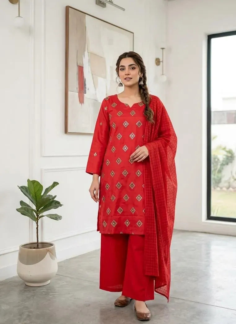 Women 3 Piece Lawn Embroidery